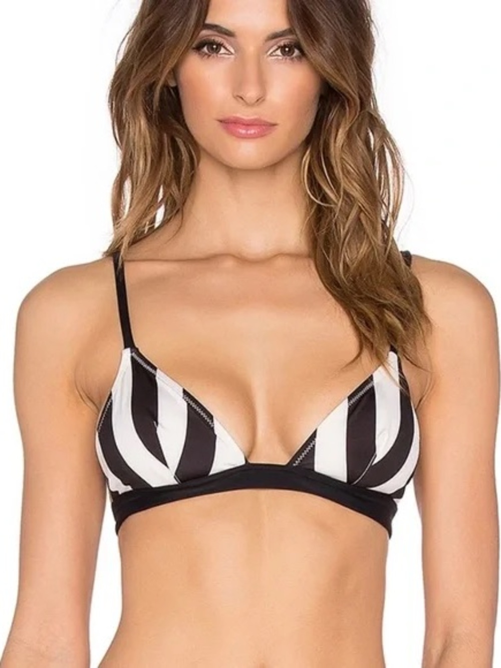 Solid & Striped Morgan Bikini Top in Black & White Stripe (M)